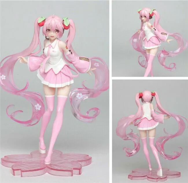 USED VOCALOID Hatsune Miku Sakura Pink Cherry Blossom Dress Figure Toy BULK-0