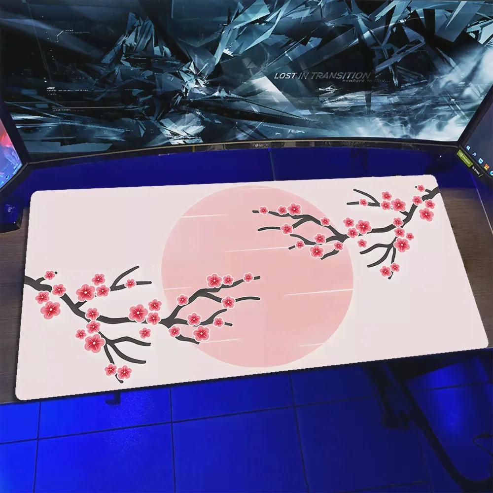 Большой коврик для мыши Sakura Розовый Коврик для мыши с фиксирующимся краем Коврик для мыши Офисный Резиновый коврик для рабочего стола XXXL Компьютерный стол Ковер Накладки для клавиатуры